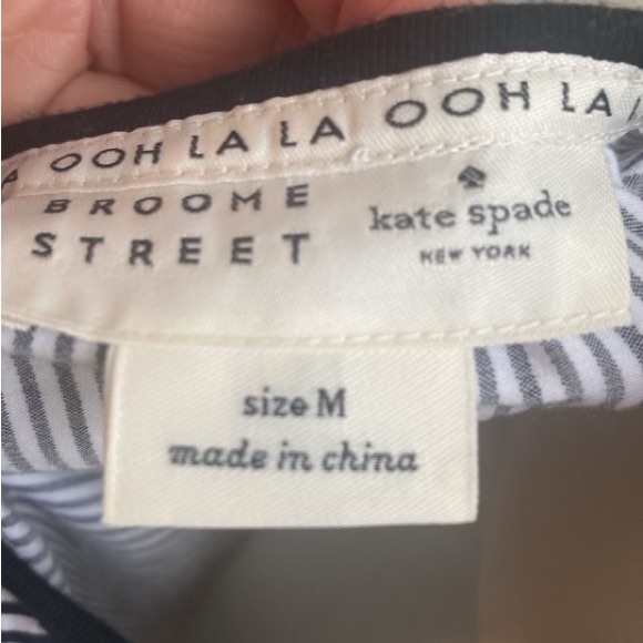 Kate Spade Broome Street spring black & white mix media top with ruffle medium - Picture 10 of 11